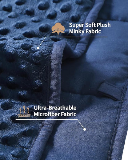 Mr. Sandman Weighted Blanket for Adults, Minky Heavy Blanket for Woman,Man Sleeping/Calm, Soft and Cozy Weighted Throw Blankets, Machine Washable, 80 x 87in, 20 lbs, Navy Blue