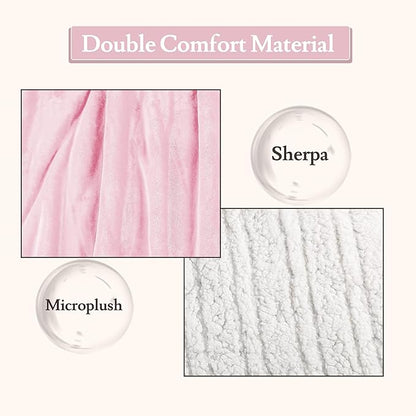 Electric Heated Blanket 72"x84" Full Size Flannel & Sherpa - 4 Heat Settings & 10H Auto Shut Off for Safe Overnight Use, Fast Heating, Machine Washable for Bed, Couch, Office - Pink