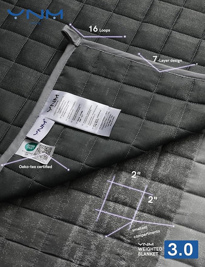 YnM Cooling Weighted Blanket — Oeko-Tex Certified Material (Gradient Dark Grey, 60"x80" 20lbs), Suit for One Person(~190lb) Use on Queen/King Bed