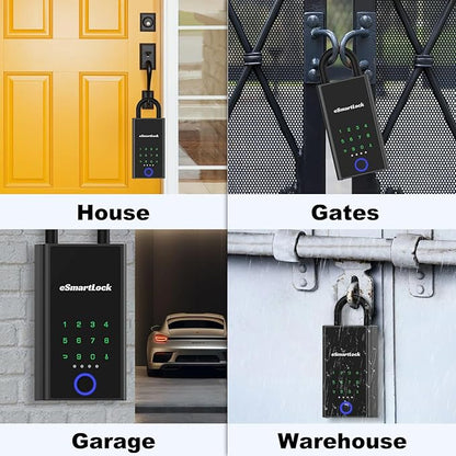 Smart Lock Box Fingerprint APP Bluetooth eLinksmart Electronic Key Safe with Digital Code, Weatherproof for Outdoor Wall/Door Mount - Large Capacity Key Hider for Realtors Airbnb Hosts Garage Security