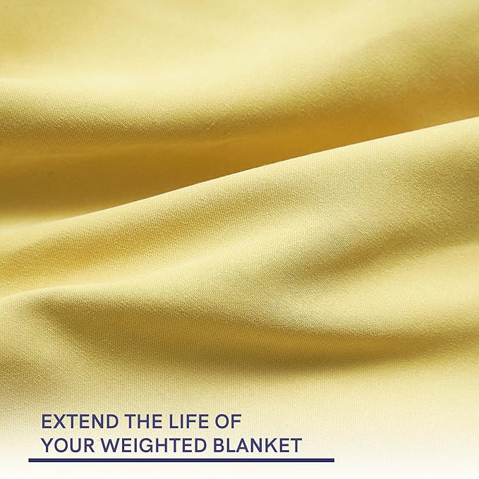 YnM Cotton/Polyester Duvet Cover for Weighted Blankets (Yellow/Green Reversible, 48''x72'')