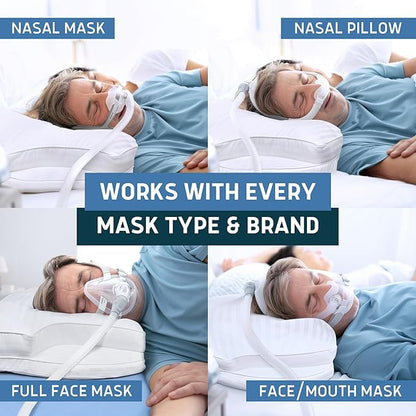 Lunderg Parkin CPAP Pillow for Side & Back Sleepers - The Only Down Alternative with Adjustable Filling & 100% Cotton Case - Reduce Air Leaks & Mask Pressure for Better Sleep - Works with All Masks
