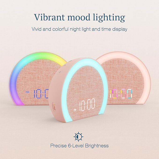 ANJANK Loud Alarm Clock with Wireless Bed Shaker, Vibrating Dual Alarm with Light Wake Up for Heavy Sleepers & Hearing Impaired, 9-Color Night Light, 8 Alarms, 0-100% Dimmer, USB Charger, Bedroom