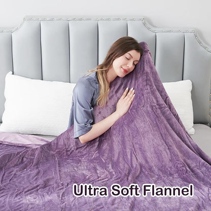 Electric Heated Blanket Twin Size 62"x84", Fast Heating Throw, Soft Plush Microplush for Bed & Couch, 1-10 Hours Auto Off & 6 Heating Levels, Machine Washable, Gifts for Grandma & Family-Purple