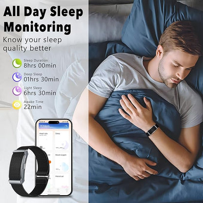 Smart Bracelet,100+ Sport Modes Fitness Tracker with Continuous Heart Rate Blood Oxygen Sleep Monitor 24h, Comes with a Free Armband(Black)