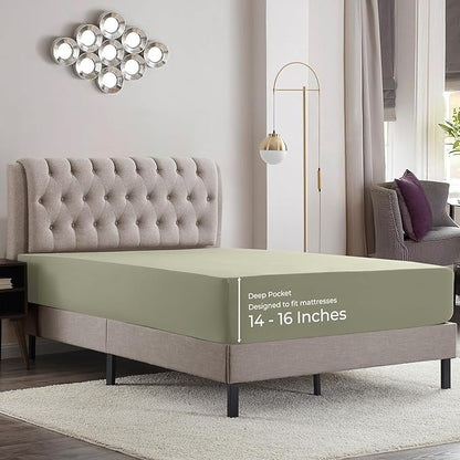 Empyrean 2 Pack California King Fitted Sheets - Deep Pocket, Fits 14-16 Inch Mattress, Ultra Soft Microfiber, Wrinkle-Free & Fade Resistant, Shrinkproof Sheets, Sage Green