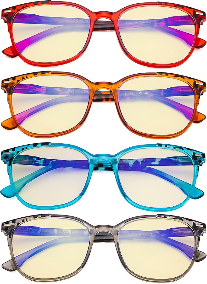 Eyekepper Ladies Reading Glasses - 4 Pack Large Square Readers for Women