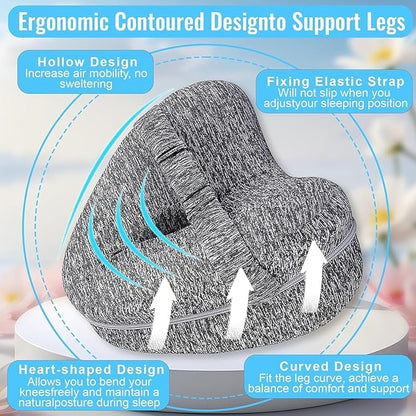 Knee Pillow for Side Sleepers Hip Pain - Between Leg Pillow for Side Sleeping - Sciatica Pain Relief Support for Lower Back, Knees, Joints, and Spine