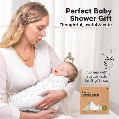 3-Pack Organic Baby Swaddle Sleep Sacks - Swaddles for Newborns, Infant 0-3 Months, Baby Girls, Boys, Soft & Snug Newborn Sleep Sack, Nursery Swaddling Blankets (Bunnies, XS)