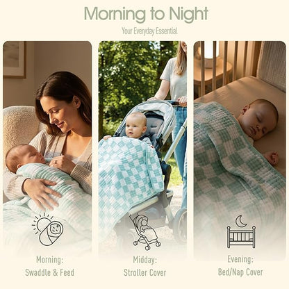 Ultra Soft Muslin Baby Blanket, A Versatile Swaddle and Bed Blanket for Babies, Toddlers, Boys, and Girls (1 Pack).