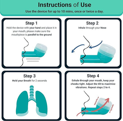 Mucus Relief Device by Virth - Breathing Exercise Device - Clear Lungs - Flutter Valve Lung Exerciser Device - Lung Cleanse & Breathing Treatment - Health & Wellness Device - Enhanced Comfort