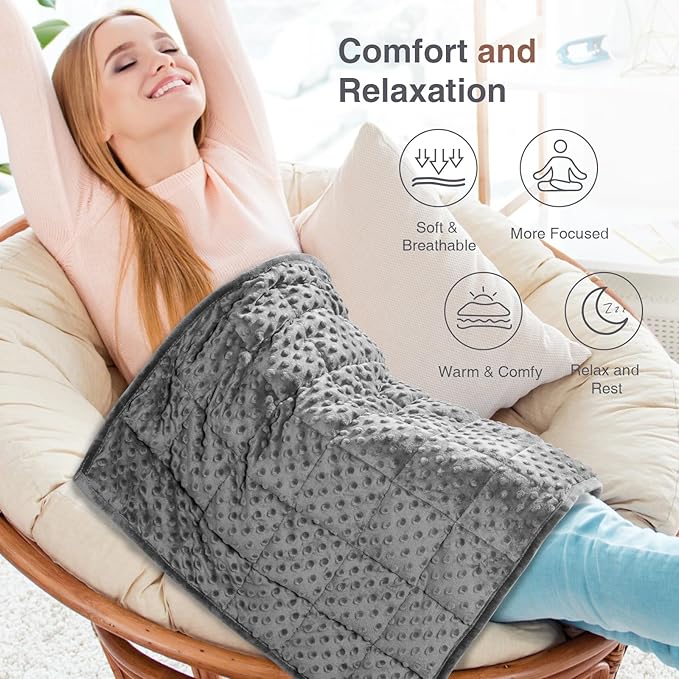 Alomidds Weighted Blanket 7lbs for Adults, Cozy Luxury Breathable Weighted Lap Blanket, Small Weighted Blanket for Travel, Relaxation, Sleeping, Grey, 29" x 24"