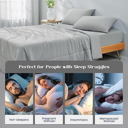 Dream Valley Outlast® Queen Cooling Comforter, NASA-Grade Instant Cooling Blanket for Hot Sleepers, Luxurious Comforter for All Season, Cool Grey, 90"x90"