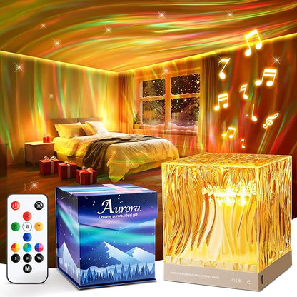 Aurora Light Projector for Bedroom,White Noise Sound Machine+18 Colors+Bluetooth Music+Remote Control Northern Lights Projector Ambient Lighting,Cool Things for Teen Girl Gift Relaxation Gifts for Her