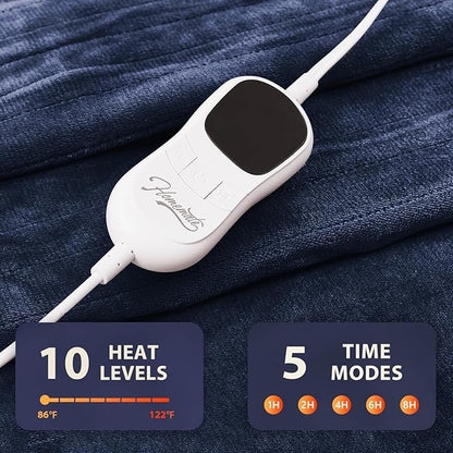 Homemate Electric Heated Blanket Full - 72"x84" Heating Blanket Full Size 1/2/4/6/8 Hours Auto-Off 10 Heat Level Over-Heat Protection Flannel Sherpa Big ETL Certification