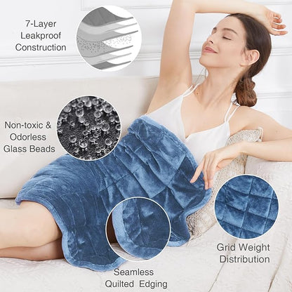 Alomidds Weighted Blanket 7lbs for Adults, Cozy Breathable Weighted Lap Blanket, Small Weighted Blanket Travel, Weighted Lap Pad for Sofa, Couch, Bluish Gray, 29" x 24"