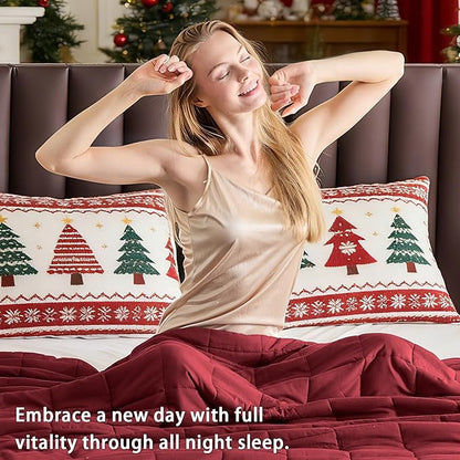 yescool Weighted Blanket for Adults (20 Lbs, 60”X 80”, Red) Heavy Thick Bed Blanket Queen/Full Size for Sleeping Perfect for 190-210 Lbs, Cozy Gifts for Women, Machine Washable