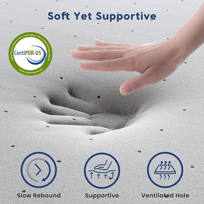 2 Inch Mattress Topper King, Gel Memory Foam Mattress Topper Bed Topper for Soft & Cooling Sleep and Pressure Relieve, for Side Sleeper, CertiPUR-US Certified，Bed Ventilated Design with Bed Topper