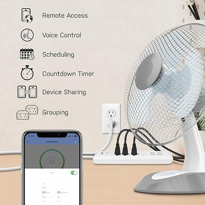 Feit Electric Wi-Fi Smart Power Strip, 4 Smart Outlets + 4 USB Ports, App & Voice Control, Works with Alexa & Google Assistant, 2.4GHz Network, Schedule & Timer Function, LED Indicator