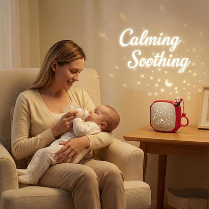 Portable Sound Machine for Baby Sleep Aid Relaxation | White Noise Machine with Star Projector | Calm Soother Music Sound with Hook for Nursery, Travel, Bedroom,Christmas Holidays Gifts (Penguin)