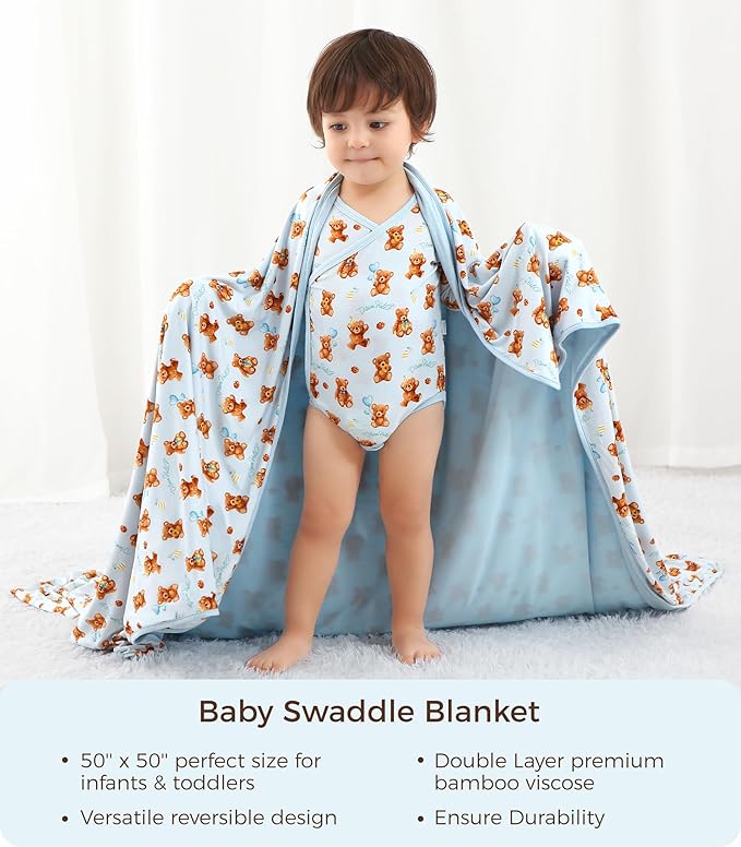 Premium Baby Blankets, Soft Viscose from Bamboo Blanket for Boys and Girls, Nursery Crib Bedding Quilt for Newborn and Toddler, Cooling for Hot Sleepers 50'' x 50'' Bear