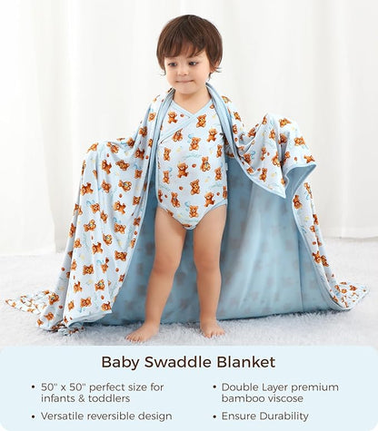 Premium Baby Blankets, Soft Viscose from Bamboo Blanket for Boys and Girls, Nursery Crib Bedding Quilt for Newborn and Toddler, Cooling for Hot Sleepers 50'' x 50'' Bear