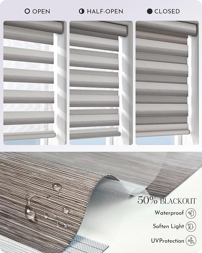 Graywind Motorized Blinds with Remote, Smart Zebra Shades for Windows, Roller Blinds Compatible with Apple Homekit, Alexa, Google Home, Custom Size, Gradient Brown