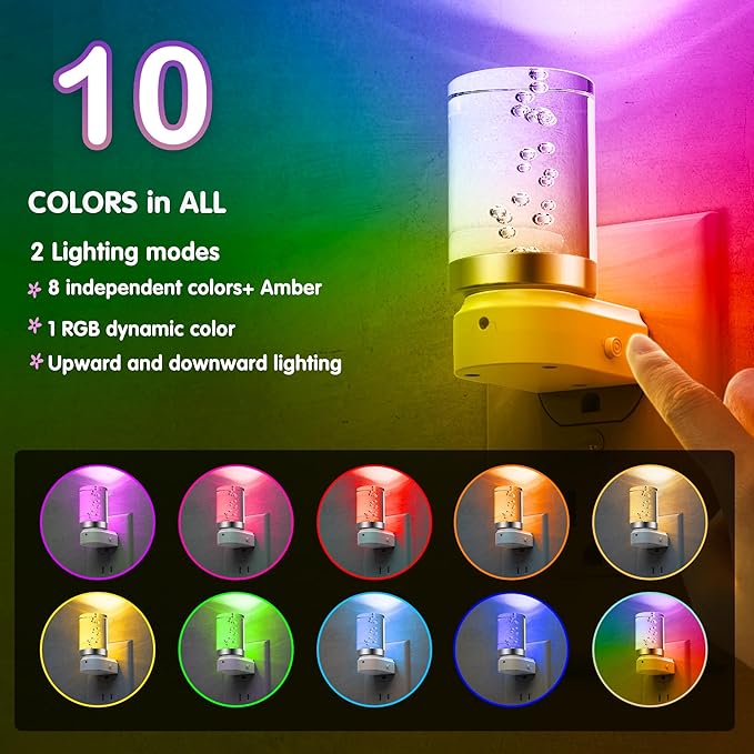 L LOHAS LED Night Light, Night Lights Plug into Wall, Color Changing Nightlight RGB with Dusk to Dawn Sensor, for Halloween, Christmas, Holiday, Hallway Bedroom Kids Room, 2 Pack