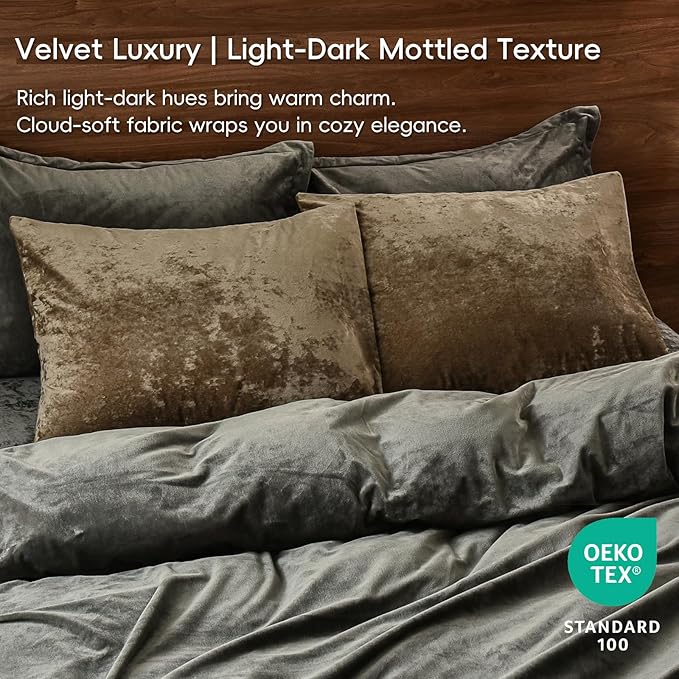 PHF Truly Velvet Pillowcases King Size, No Insert, 2 Pack Ultra Soft Breathable Pillow Shams Covers with Envelope Closure, 20" X 36" Luxury Cozy Warm Fuzzy Flannel, Khaki