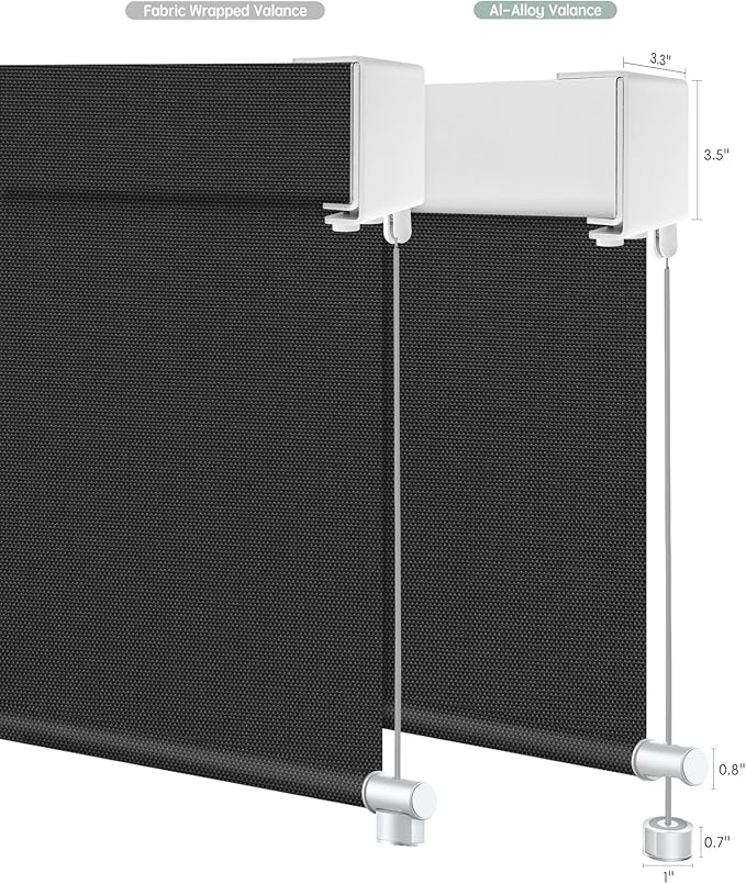 Yoolax Motorized Outdoor Shades Smart Retractable Patio Screens Compatible with Alexa Google, Remote Control Blinds for Porch Patio Waterproof Roller Shades Custom (3% Openness Black)