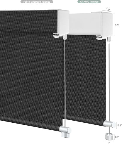Yoolax Motorized Outdoor Shades Smart Retractable Patio Screens Compatible with Alexa Google, Remote Control Blinds for Porch Patio Waterproof Roller Shades Custom (3% Openness Black)
