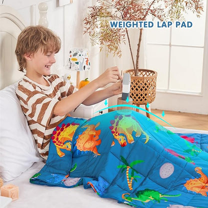 yescool Weighted Blanket 3 Pounds Cooling Weighted Blanket, Dinosaur Heavy Blanket for Sleeping, Weighted Throw Blanket Gift for Boys Girls for 20-40lbs, 36"x48"