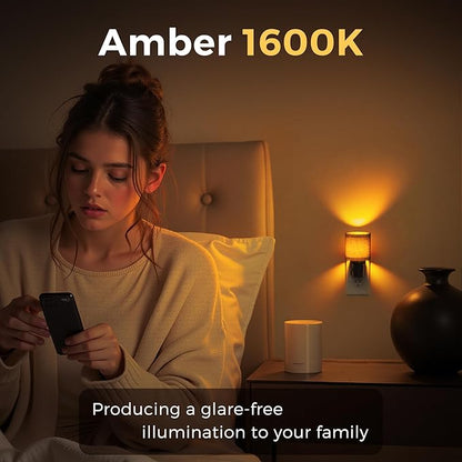 L LOHAS LED Night Lights Plug into Wall, Linen Fabric Cylinder Decor Night Light, Dusk to Dawn Sensor Vintage Nightlight, Amber Warm 0-100LM Dimmable, for Bedroom Living Room Hallway