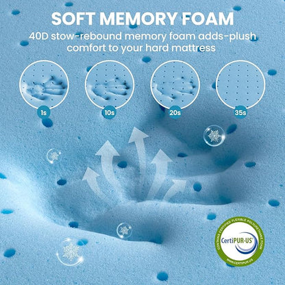 BedStory Cooling Mattress Topper Twin Size, 3 Inch Gel Infused Memory Foam Topper with Cool-to-Touch Removable Cover, Pressure Relief & Deep Refresh Sleep, CertiPUR-US Certified