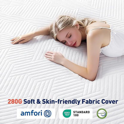 EnHomee Memory Foam Mattress Topper,3 Inch Full Mattress Topper Pressure Relief with Cooling Gel and Removable & Washable Embossed Cover, CertiPUR-US & Oeko-TEX Certified, White, Full