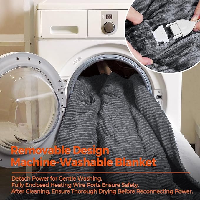 Electric Blanket King Size, 100"x90" Heated Blanket with Dual Control, Over-Heat Protection, 10 Heating Levels &1-8 Time Settings Auto-Off, Flannel & Sherpa Blanket Fast Heating, ETL Certification