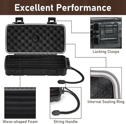 Travel Cigar Humidor Case, Portable Humidor Cigar Box with Humidifier & Cigar Cutter, Waterproof, Crushproof and Airtight Cigar Case for 5 Cigars-Cigar Accessories Cigar Gifts for Men