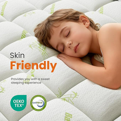 NEWBULIG Twin Mattress Topper Viscose Derived from Bamboo, Thick Pillow Top Mattress Pad with Stretchable Pockets, Soft Mattress Topper for Back Pain Relief