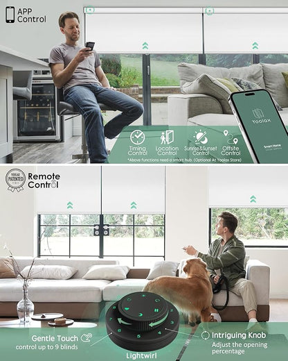 Yoolax Motorized Blinds with Remote, Smart Blinds for Windows Blackout Automatic Shades Work with Alexa Remote Control Roller Window Shades with Valance, Custom Size (Pure White)