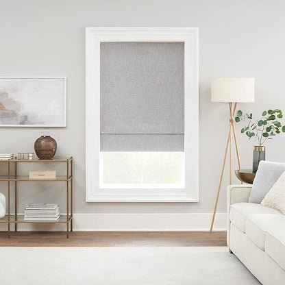 Eclipse Drew Noise Reducing Blackout Cordless Lined Window Roman Shade for Living Room, 31 in x 64 in, Grey