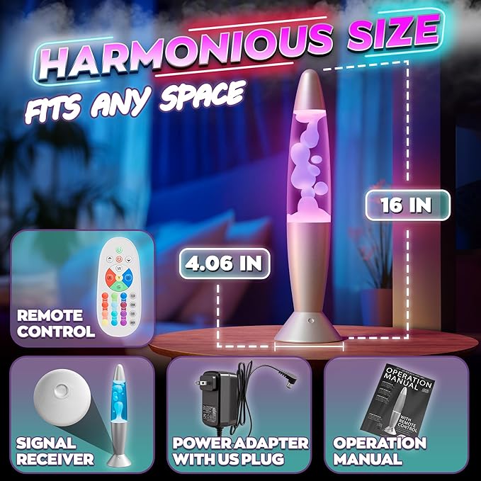 16" LED Liquid Motion Lamp with Remote Control – 17 Color Changing Decorative Mood Light for Bedroom, Living Room or Office – Christmas Retro Sensory Lamp with 4 Modes & Relaxing Ambient Lighting