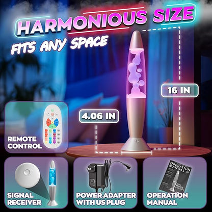 16" LED Liquid Motion Lamp with Remote Control – 17 Color Changing Decorative Mood Light for Bedroom, Living Room or Office – Christmas Retro Sensory Lamp with 4 Modes & Relaxing Ambient Lighting