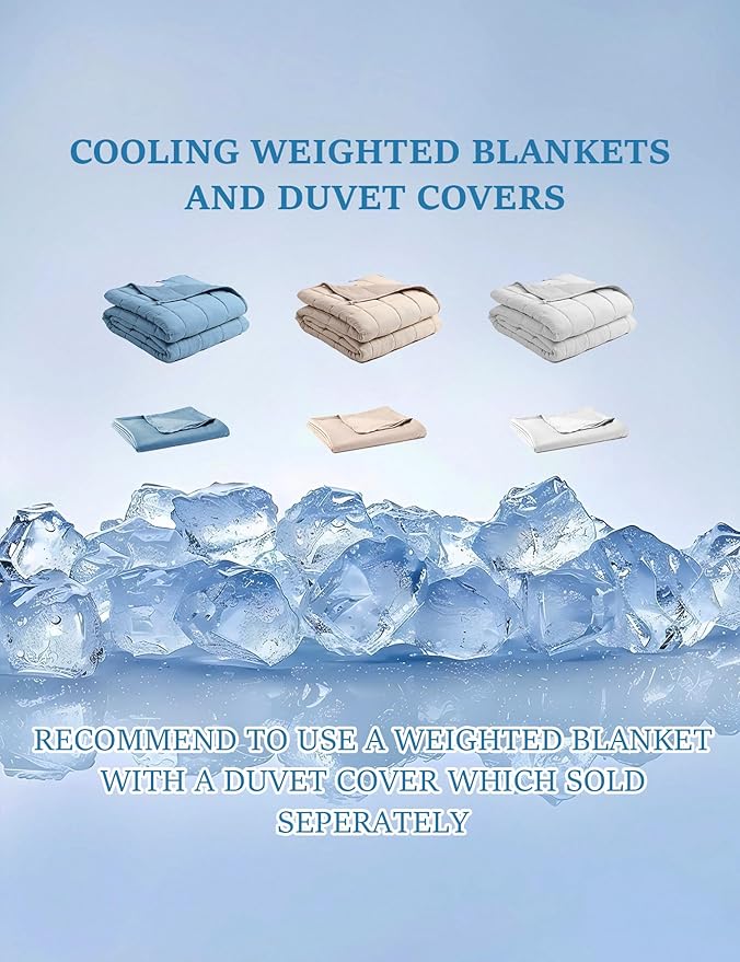 BB BLINBLIN Cooling Weighted Blanket Heavy Blanket for Cool & Restful Sleep, Premium Soft Material and Glass Beads (Blue, 80''x87'' 15lbs), Two Persons(70~140lb) Sharing Use on Queen/King Bed