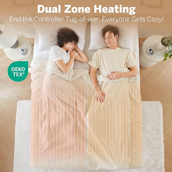 Serta Heated Blanket, Eletric King Size Blanket, Soft, Warm, Fuzzy Heating Blanket King for Office, Couch, 1-12 hr Auto Shut Off Timer, 10 Lv Heat Setting, ETL Certified, King 100" x 90" Ivory