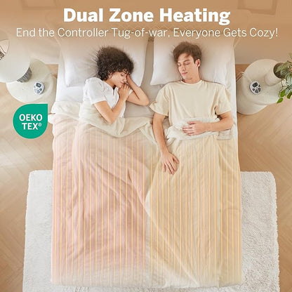 Serta Heated Blanket, Eletric King Size Blanket, Soft, Warm, Fuzzy Heating Blanket King for Office, Couch, 1-12 hr Auto Shut Off Timer, 10 Lv Heat Setting, ETL Certified, King 100" x 90" Ivory