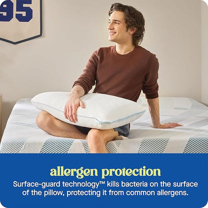 Sealy Dreamlife Queen Size Memory Foam Cooling Pillow with Surface Guard Technology, Removable Machine-Washable Cover, 1 Year Limited Warranty, White (2 Pack)