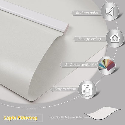 Allesin Motorized Roller Shade Compatible with Alexa for Window, 60% Blackout Smart Shades Cordless with Remote Control, Electric Automated Blinds for Window, Customized Size, Dry Battery(White)