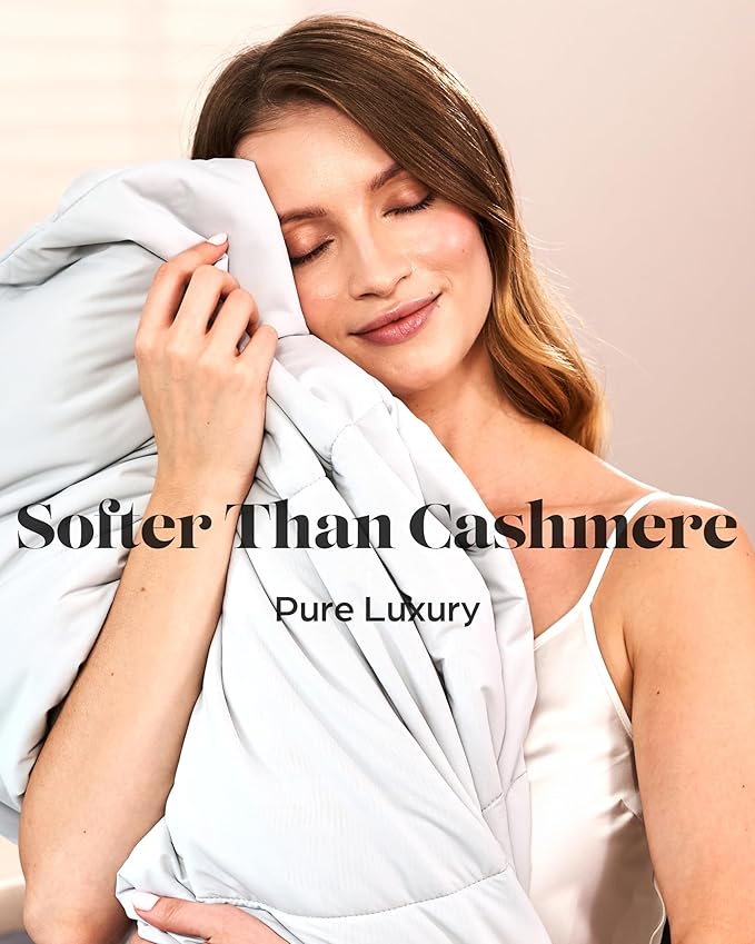 Lavish Comforts® Cooling Comforter Queen Size, Ice Blanket, Cool Comforters for Hot Sleepers, Summer Cooling Comforter, Lightweight Comforter Queen Cooling Blanket, Queen Grey 90"x90"