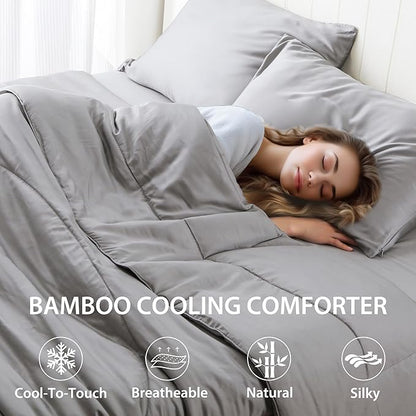 Bamboo Viscose All Season Comforter/Blanket - Ultra Soft & Breathable Comfort - Perfect Medium Weight for Snuggling Without Overheating - Enjoy Cozy Sleep All Night