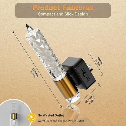 JandCase Night Light, Flameless Candle Amber Night Lights Plug into Wall 2 Pack, Auto On/Off Light Sensor Crystal Dimmable LED Nightlight, 0-100LM Decorative nite Light for Adults Bathroom Hallway